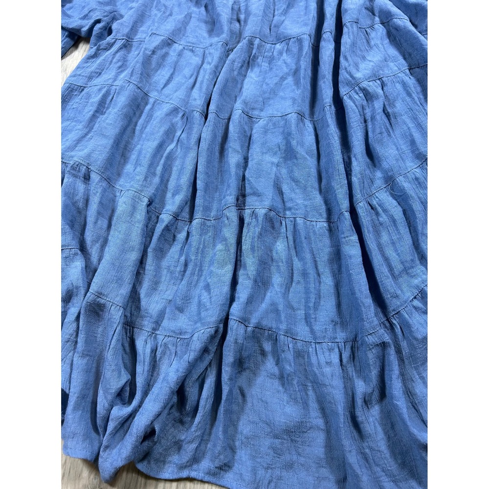 Umgee Blue Crinkle Tiered Button Down Tunic Top Womens 2XL Plus Boho hippie - Picture 5 of 6